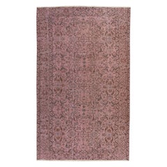 4.6x7.5 Ft Contemporary Floral Patterned Area Rug in Pink. Noué à la main en Turquie