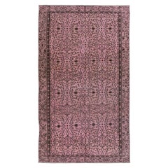 5x8.5 Ft Tapis en laine à motifs floraux fait à la main en Turquie. Tapis teint en rose
