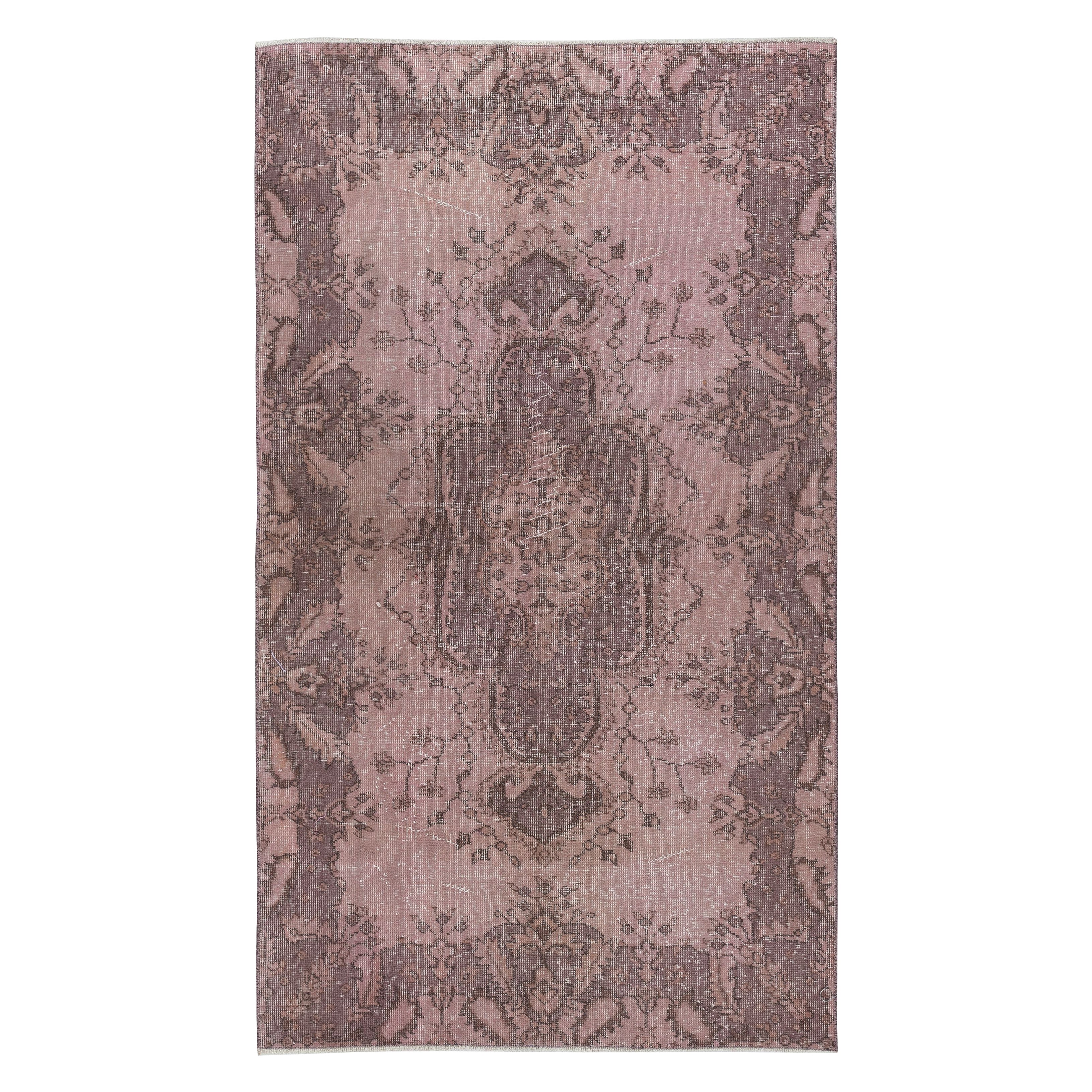 3.8x6.4 Ft Handmade Accent Rug for Kids Room. Pink Modern Kitchen Decor Rug For Sale