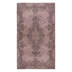3.8x6.4 Ft Handmade Accent Rug for Kids Room. Pink Modern Kitchen Decor Rug