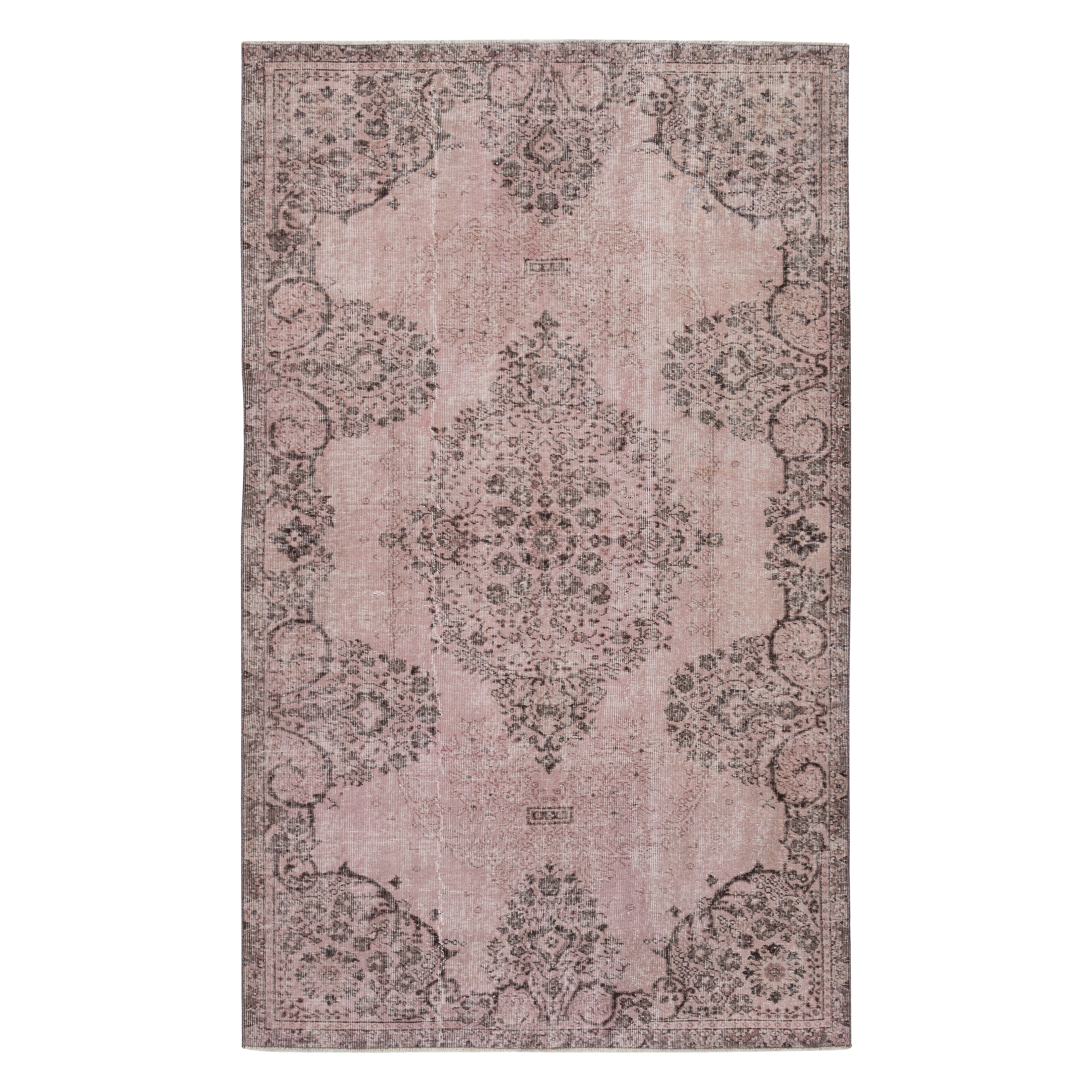 5.4x8.8 Ft Pink Color Handmade Area Rug from Turkey. 4 intérieurs modernes