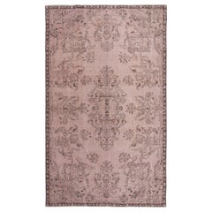 5.6x9 Ft Handgeknüpfter türkischer Vintage-Teppich im Vintage-Stil, gefärbt in Rosa, 4 moderne Inneneinrichtungen