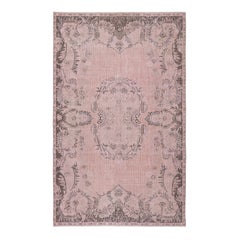 6.2 x 10 pieds Tapis de sol turc vintage teinté en rose pour les intérieurs modernes