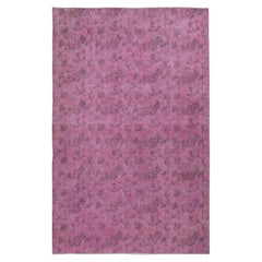 6.2x9.6 Ft handgeknüpft Floral Türkische Wolle Bereich Teppich in Rosa. Geschenk für Mädchen