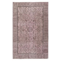 5.5x8.6 Ft Colore rosa annodato a mano con motivi floreali, tappeto turco per il soggiorno