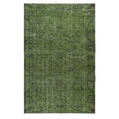5.6x8.6 Ft Türkischer Vintage-Teppich in Grün, rot lackiert, für moderne Inneneinrichtungen
