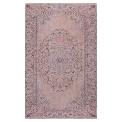 5.6x9 Ft Contemporary Handmade Low Pile Türkische Wolle Bereich Teppich in rosa Farbe