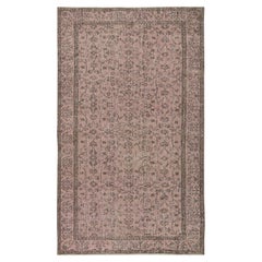 5x8.4 Ft Pink Color Hand Knotted Turkish Rug with Floral Design. Cadeau pour les filles
