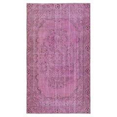 5.5x9.4 Ft Vintage Turkish Area Rug redyed in Pink Color für moderne Innenräume