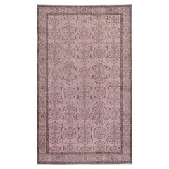 Tappeto turco vintage 6.3x10.3 Ft tinto in rosa per interni moderni