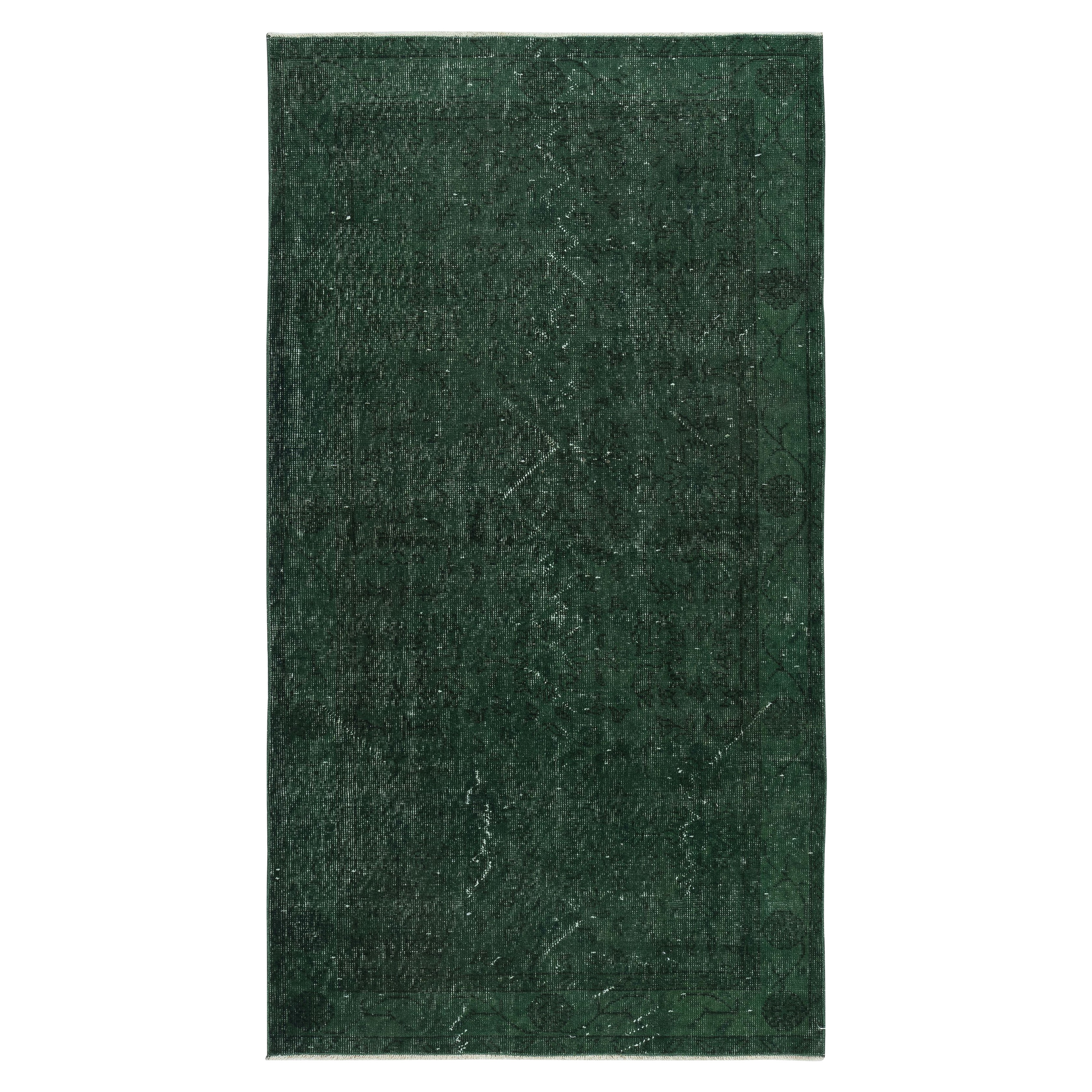 3.7x6.7 Ft Dark Green Handmade Accent Rug from Turkey. 4 intérieurs modernes