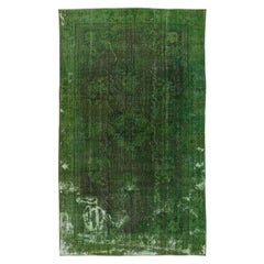 Handgefertigter Shabby Chic 5,4x9 Ft Shabby Chic Teppich in grüner Farbe. Türkischer Vorleger im Used-Look