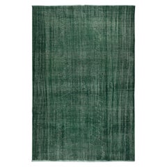 Vintage 7.6x11.5 Ft Contemporary Handmade Turkish Area Rug in Solid Dark Green Color