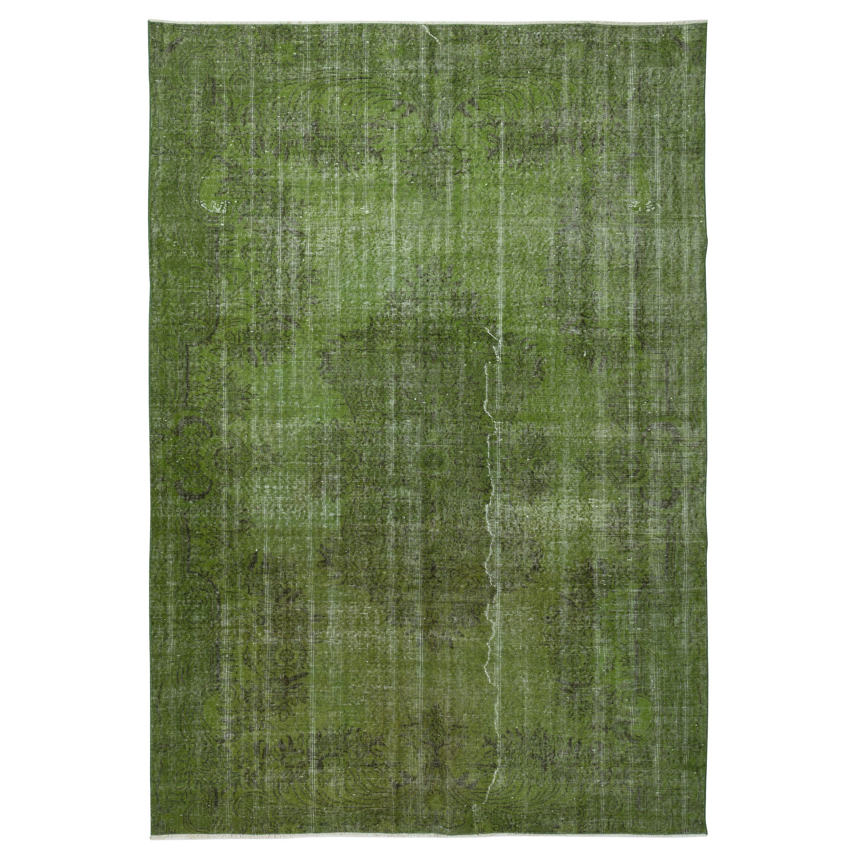 6.6x9.4 Ft Green Color Handmade Shabby Chic Turkish Area Rug for Living Room (tapis turc de couleur verte pour le salon)