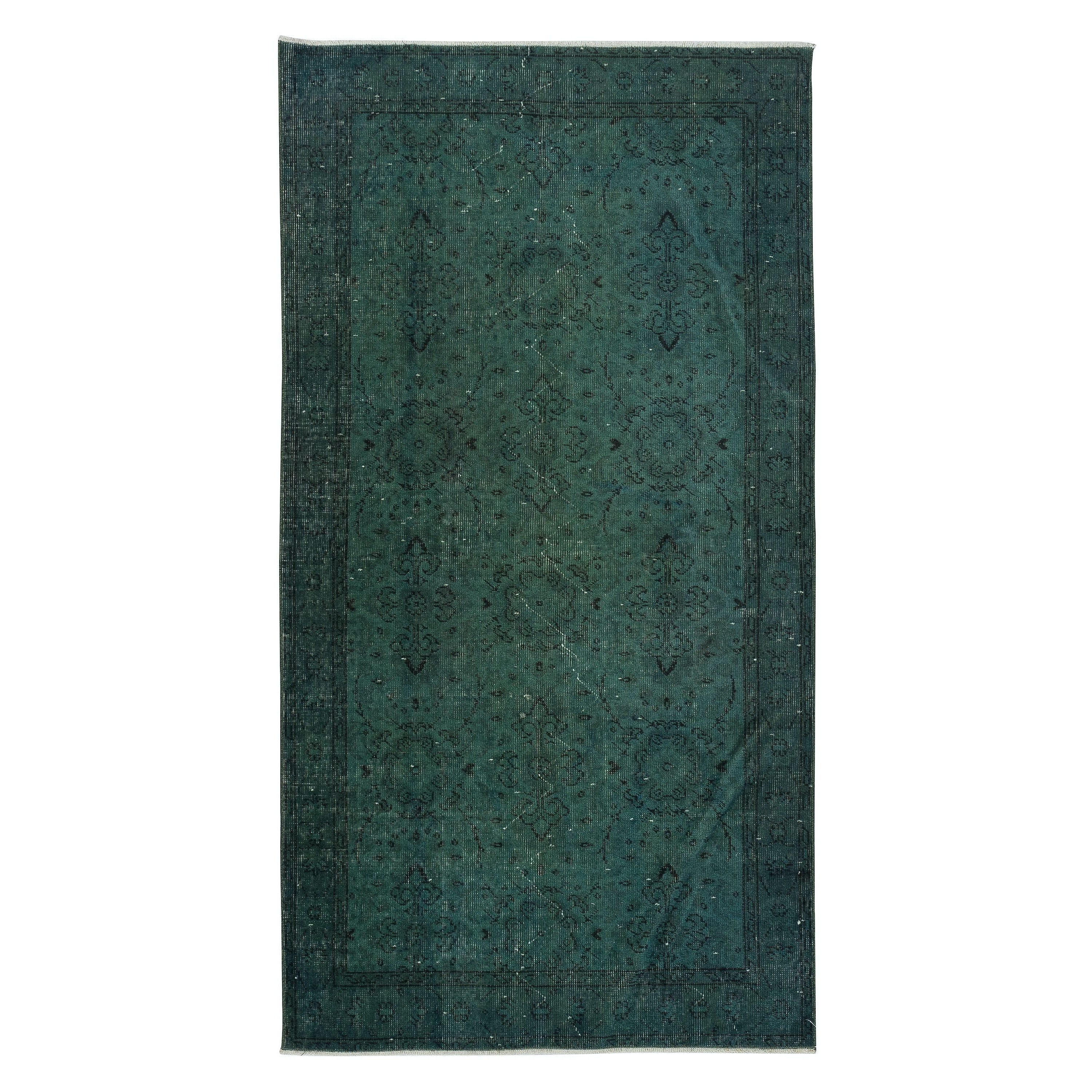 3.7x7 Ft Dark Green Handmade Accent Rug from Turkey. Great 4 Modern Interiors
