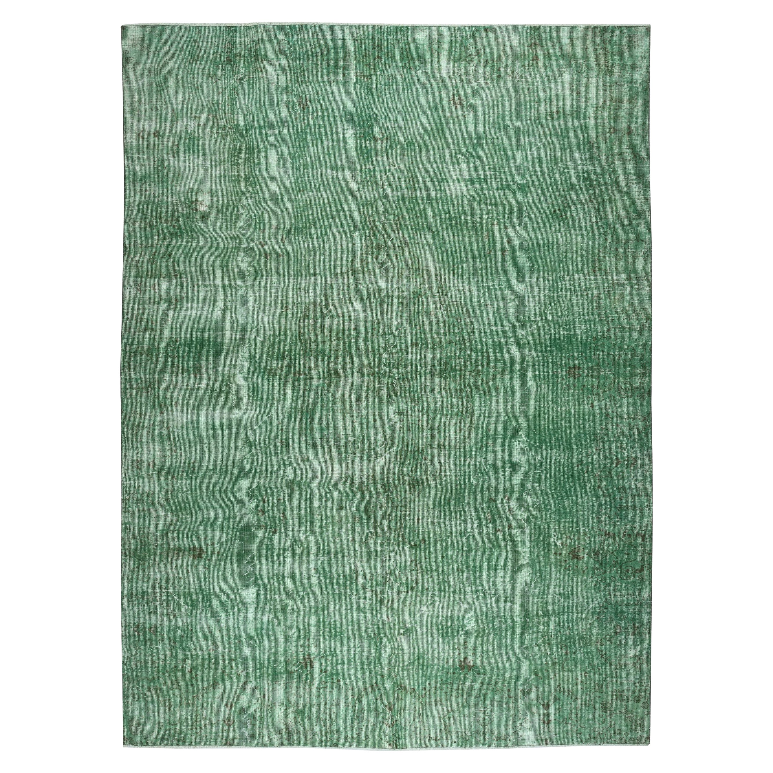 Tappeto da pavimento 8.6x11.7 Ft fatto a mano dalla Turchia. Tappeto tinto in massa di colore verde