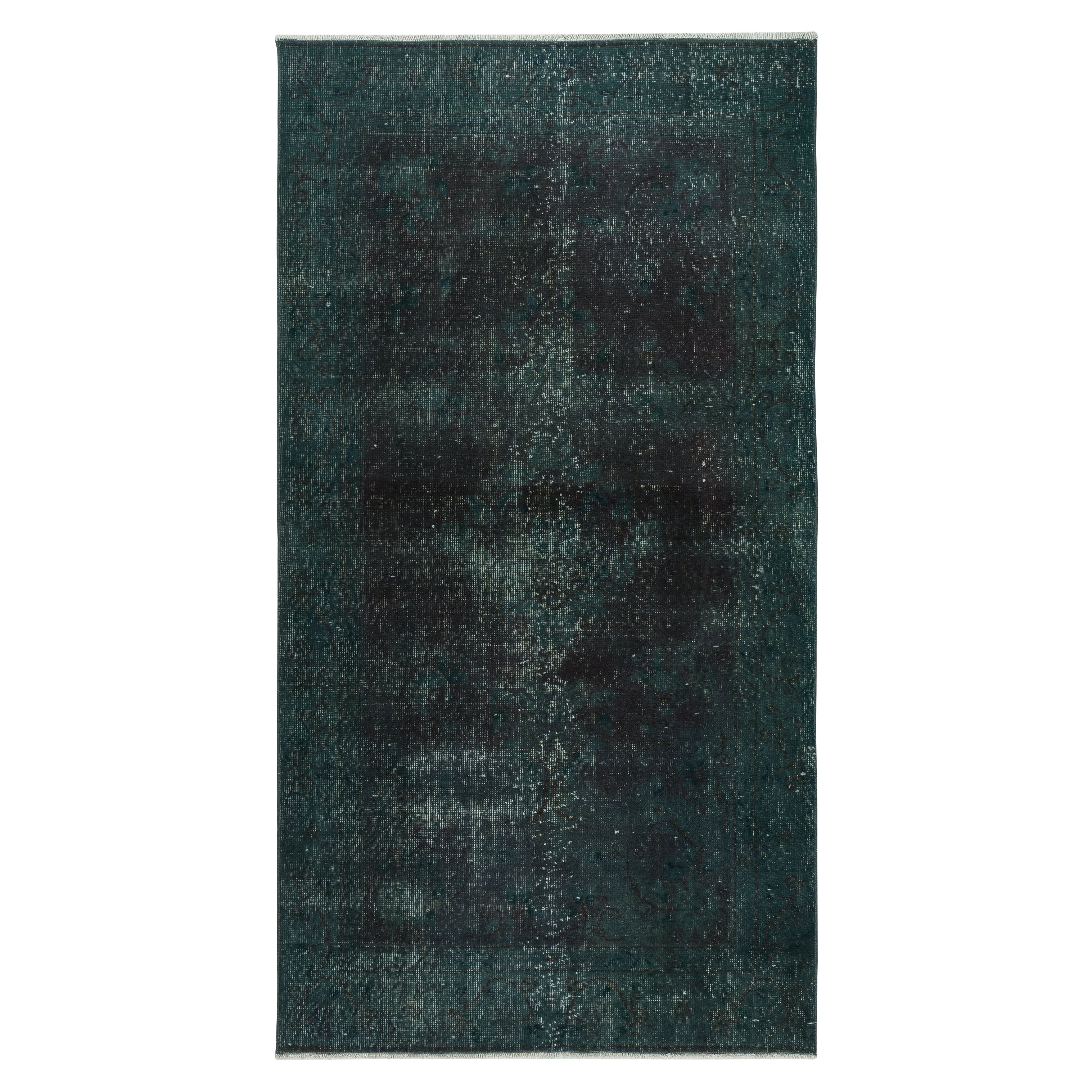 3.7x7 Ft Contemporary Wool Accent Rug in Dark Green. Handgeknüpft in der Türkei