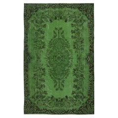 5.8x9 Ft Contemporary Hand Knotted Türkische Wolle Bereich Teppich in grüner Farbe