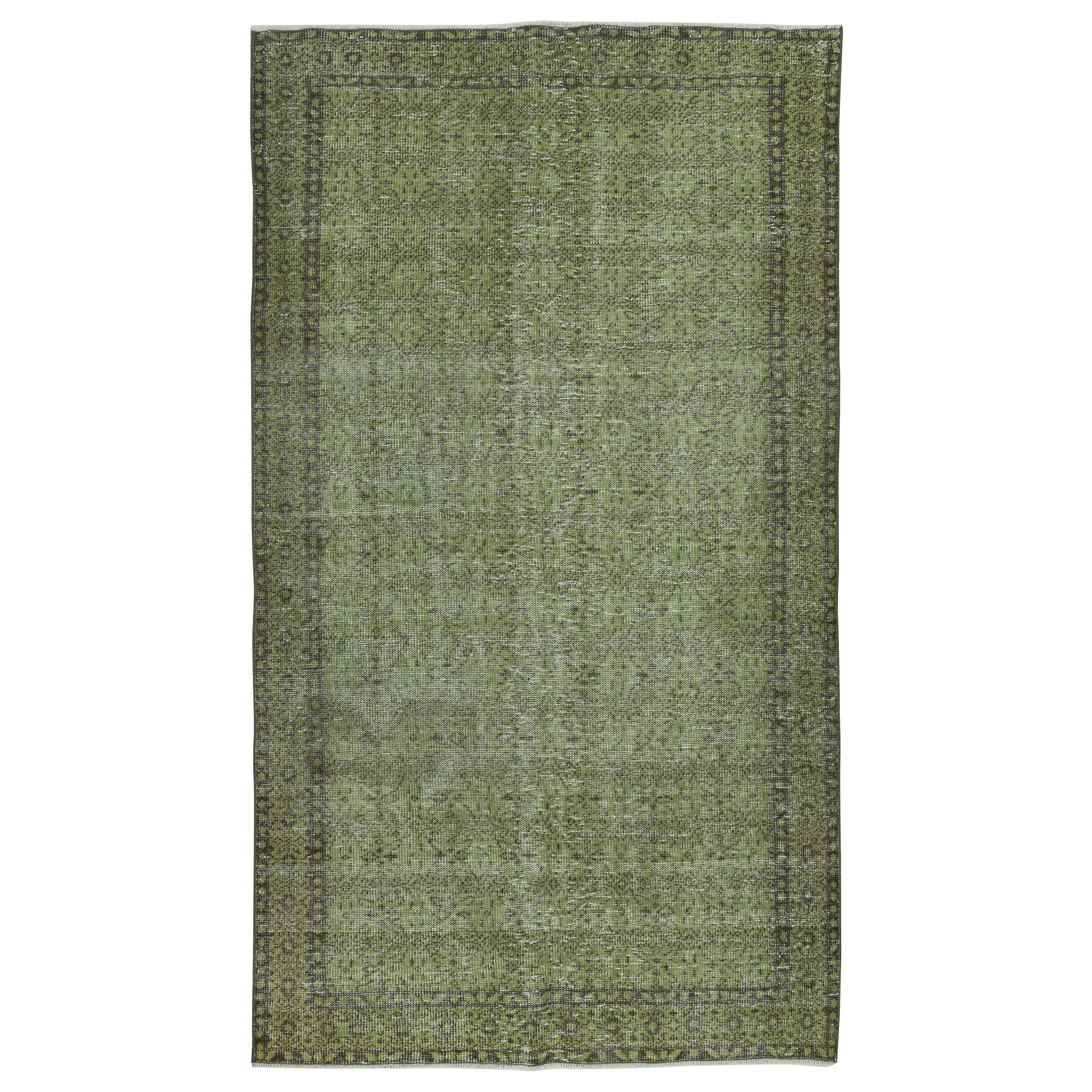 5.3x9.2 Ft Modern Modern Handmade Turkish Floral Patterned Area Rug in Green Color (Tapis à motifs floraux turcs faits à la main)