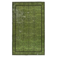 6.4x10.2 Ft Contemporary Handmade Floral Pattern Turkish Area Rug in Grün