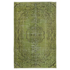 5.6x8.6 Ft Contemporary Handmade Turkish Wool Area Rug in Grün Farbe