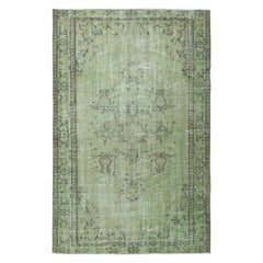 5.3x8.3 Ft Green Color Handmade Turkish Wool Area Rug for Modern Interiors (Tapis de laine turque fait à la main pour les intérieurs modernes)