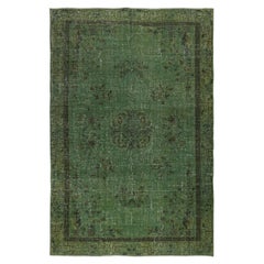 6x9,2 Ft Contemporary Hand-Knotted Turkish Wool Area Rugs in Green Color