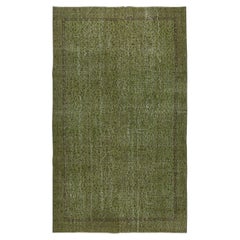 Moderner handgefertigter, floral gemusterter Teppich aus türkischer Wolle in grüner Farbe 5.2x8.7 Ft
