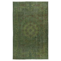 5.3x8.7 Ft Room Size Hand-knotted Turkish Wool Area Rug Over-Dyed in Green