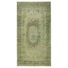 3.7x7 Ft Moderner handgefertigter Teppich im Barockdesign mit türkischem Akzent in hellgrüner Farbe