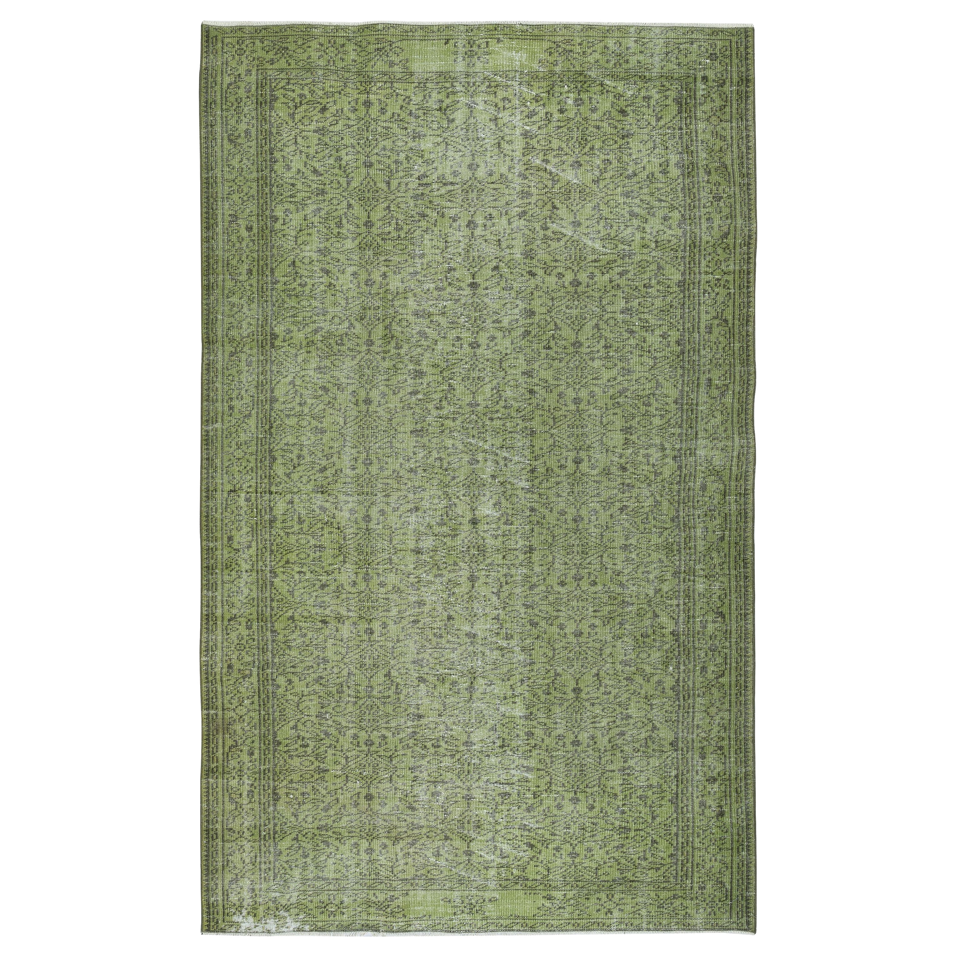 5.5x9.2 Ft Modern Area Rug in Green, tissé et noué à la main en Turquie