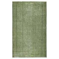 5.5x9.2 Ft Modern Area Rug in Green, Hand-woven and Hand-knotted in Turkey