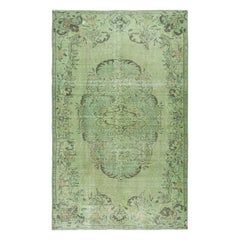 5.7x9.3 Ft Tappeto per l'area turca contemporaneo fatto a mano antibatterico di colore verde