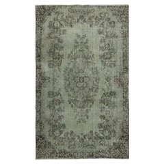Alfombra turca vintage teñida en verde de 1,5 x 1,8 m para interiores modernos