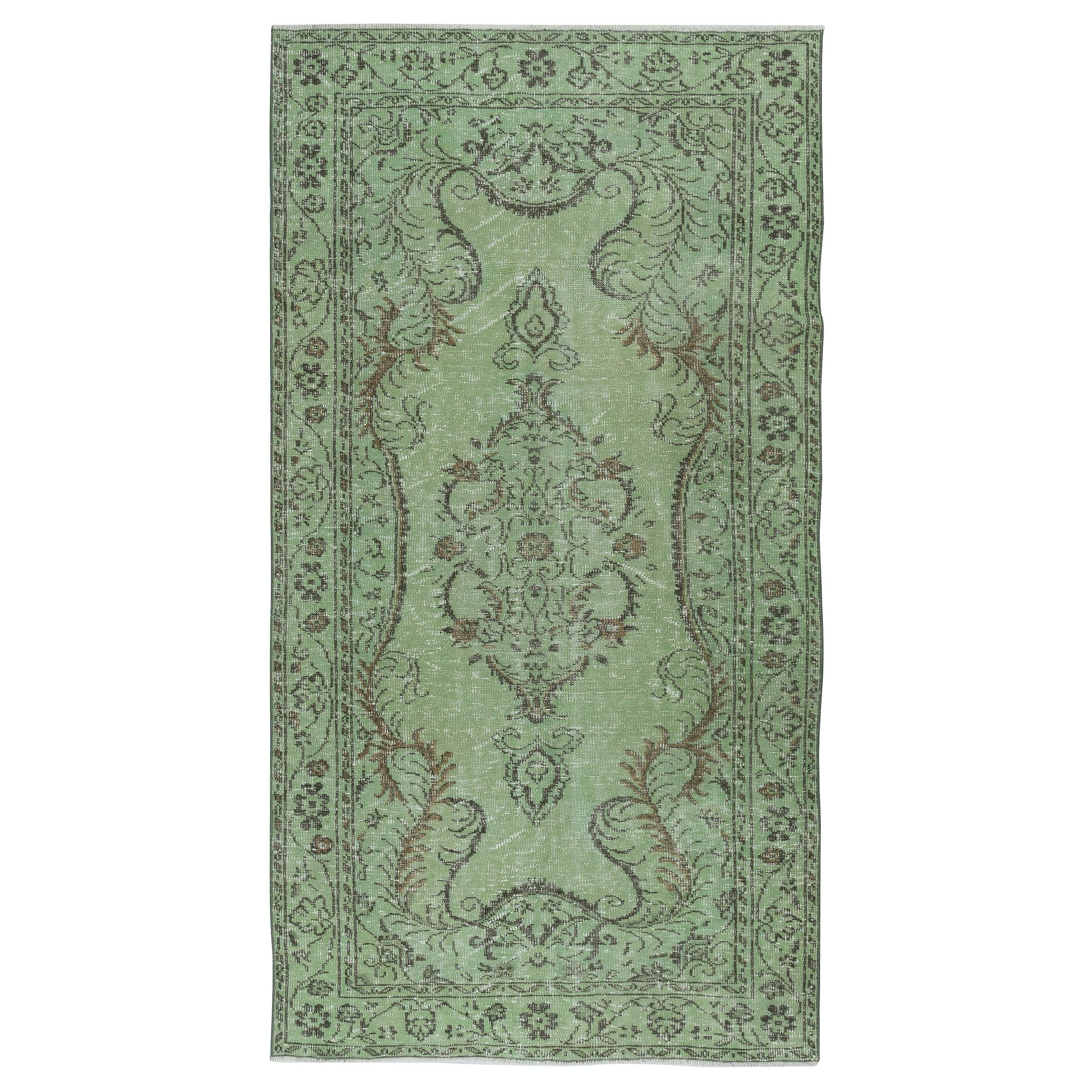 5x9,3 Ft Contemporary Hand-Knotted Turkish Wool Area Rugs in Green Color