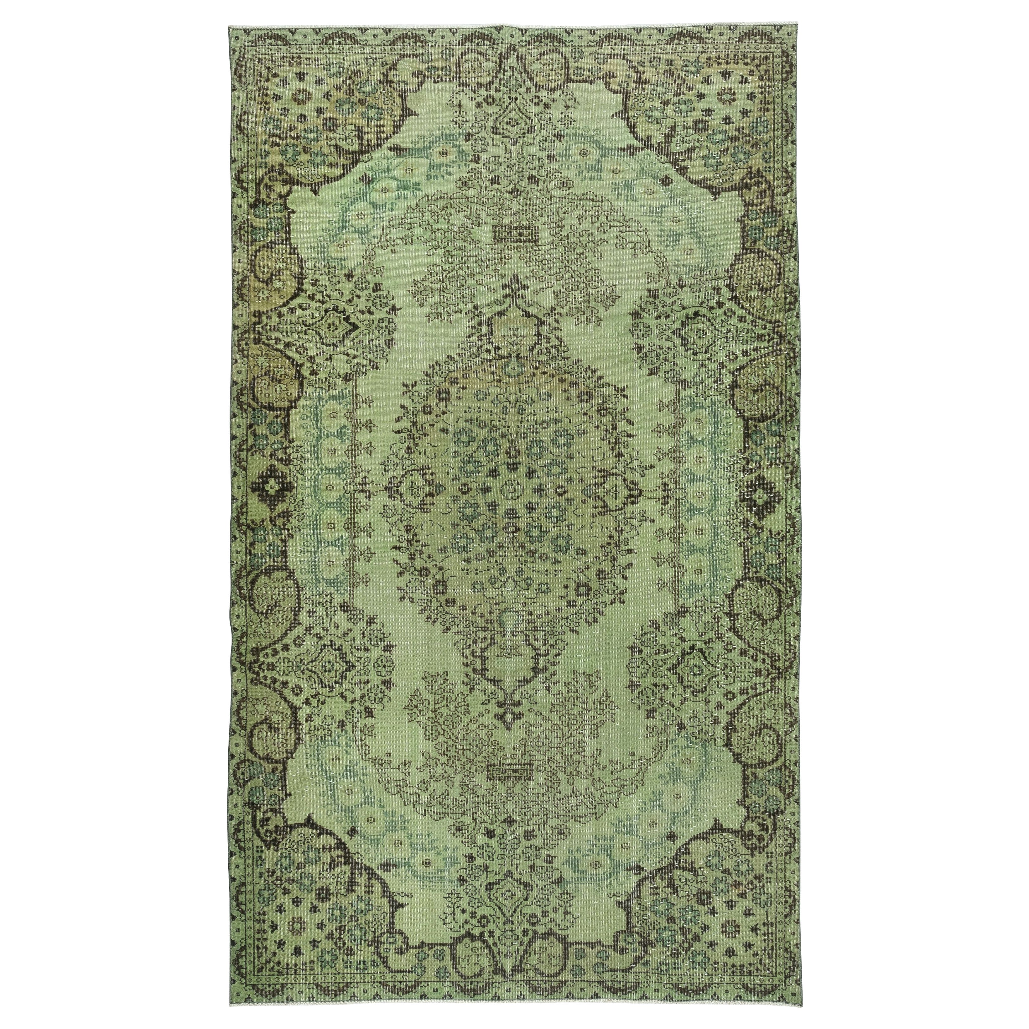 6x10 Ft Green Color Handmade Turkish Wool Area Rug for Modern Living Room Decor (Tapis de laine turque fait à la main)