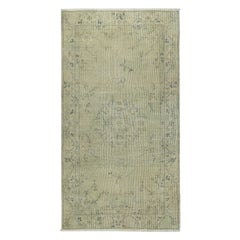 4x7 Ft Art Deco Design Vintage Handgefertigter Vintage-Teppich mit niedrigem Flor in Hellgrüner Farbe