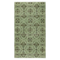 4x6.8 Ft Modernity Floral Patterned Area Rug in Green. Noué à la main en Turquie