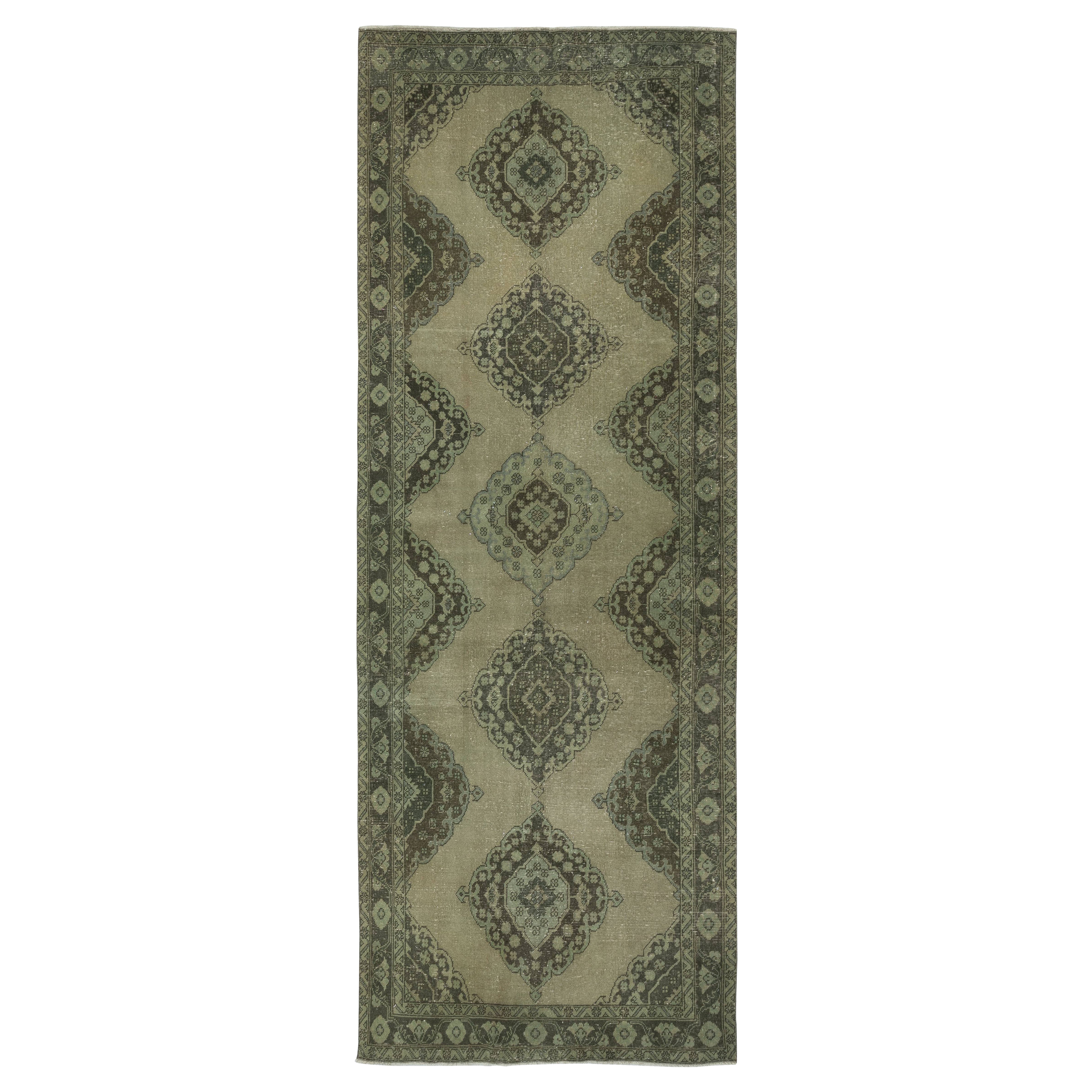 4.8x13 Ft Green Hallway Runner. Tapis de cuisine. Fait main Tapis de couloir. Tapis d'escalier