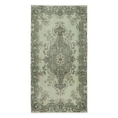 3.6x6.8 Ft Contemporary Handmade Turkish Accent Rug in Light Green Color