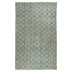 Handgefertigter türkischer Vintage-Teppich in grüner Farbe, 4,8x7,8 Ft, für moderne Inneneinrichtung