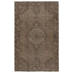 Alfombra contemporánea de lana turca de pelo bajo, marrón, hecha a mano, de 5,8 x 9 pies