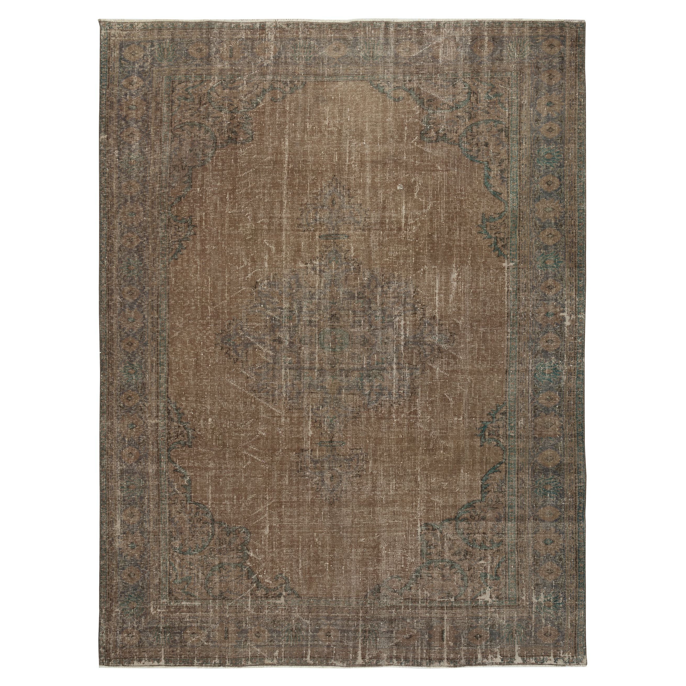 7.8x10.2 Ft Unique Brown Handmade Turkish Area Rug for Home and Office Decor