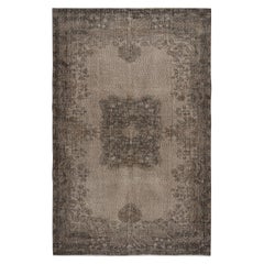 6.3x9.6 Ft Modern Hand Knotted Turkish Wool Area Rug in Brown. Home Gift Rug