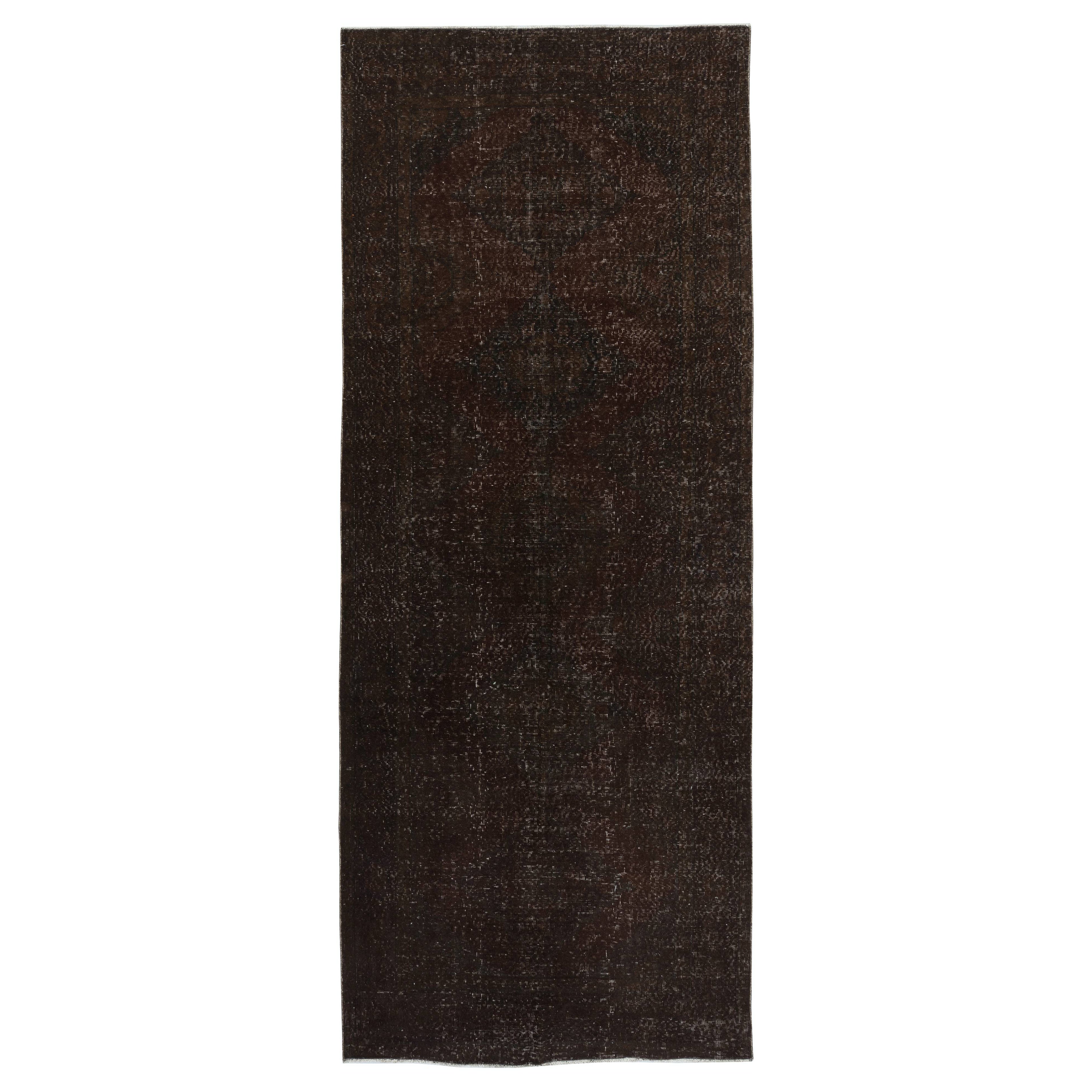 4.7x12 Ft Handmade Hallway Runner. Kitchen Rug. Brown Corridor Rug. Stair Rug