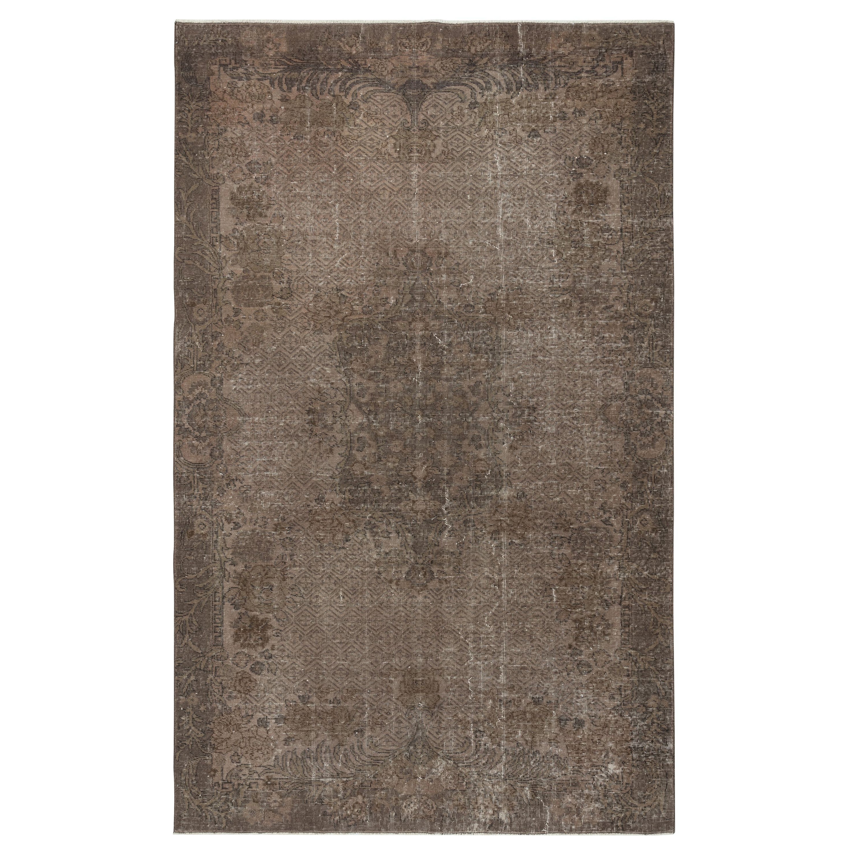 6x9.6 Ft Handmade Area Rug for Kids Room. Brown Color Modern Living Room Rug For Sale