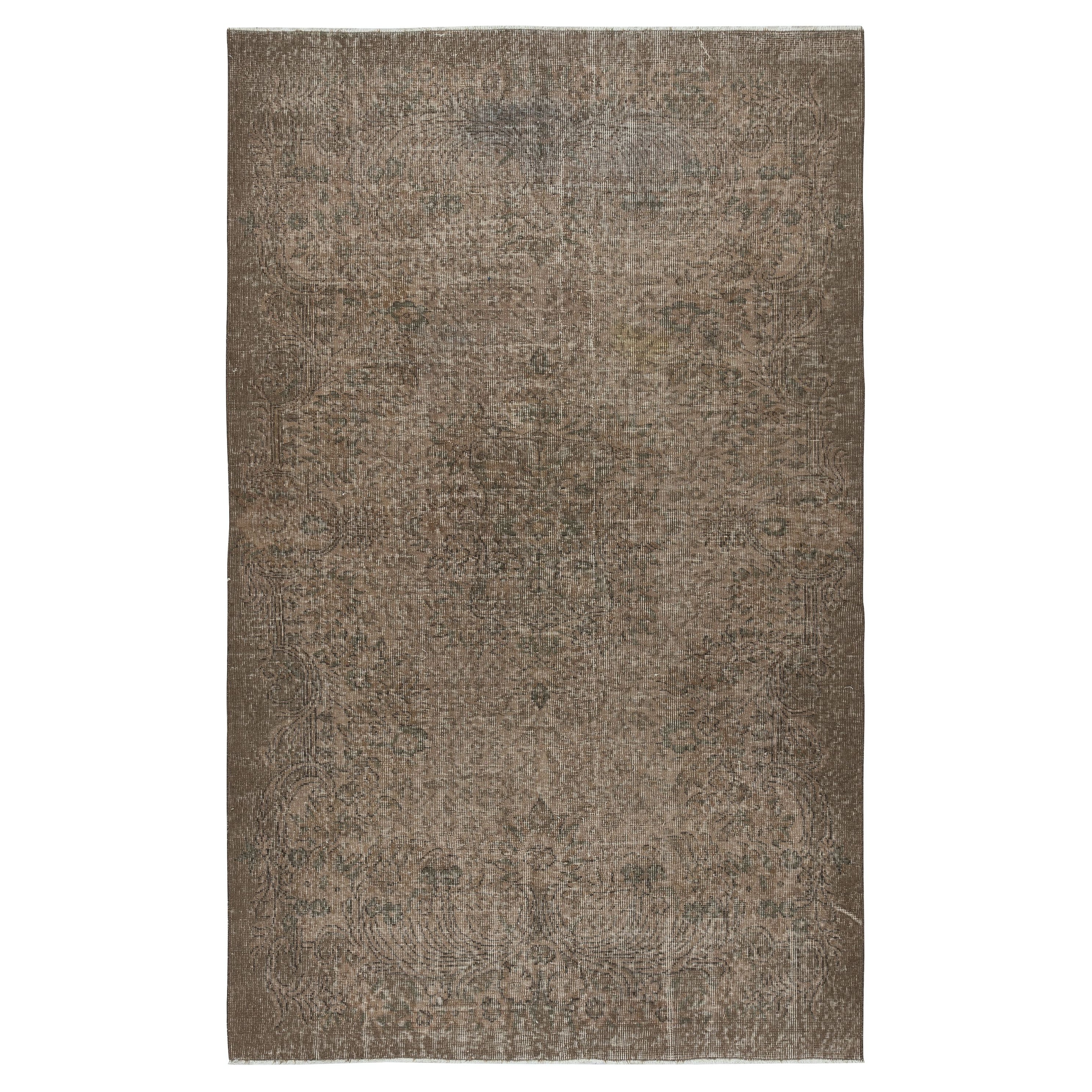 5x8 Ft Brown Color Wool Area Rug for Modern Living Room. Handmade in Turkey