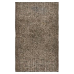 Tappeto in lana 5x8 Ft di colore marrone per un soggiorno moderno. Realizzato a mano in Turchia