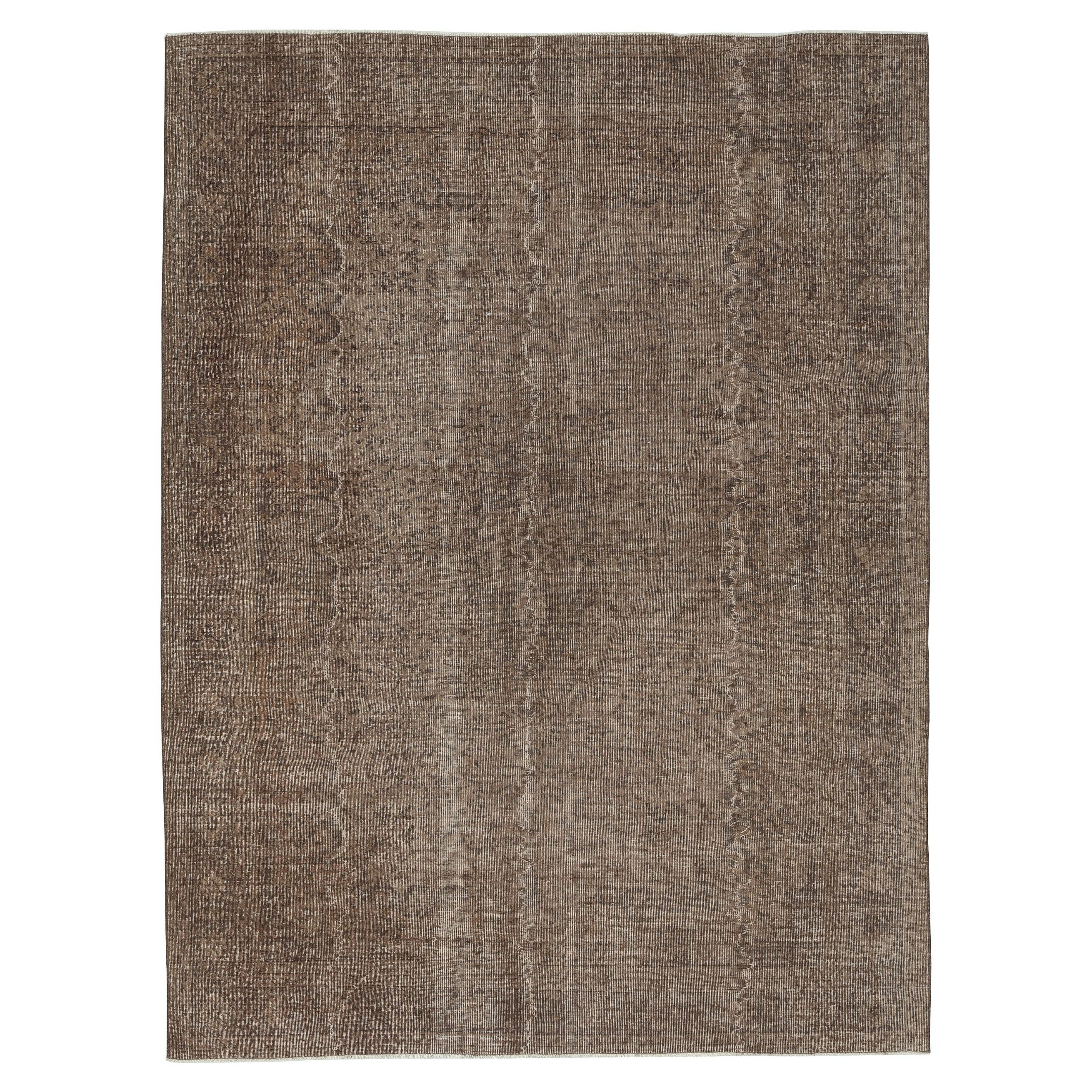 6.8x9 Ft Tapis de laine antibactérien fait main. Tapis turc fait main de couleur Brown