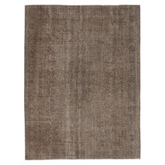 6,8x9 Ft Handgefertigter Teppich aus antiker Bacterial-Wolle. Brauner handgefertigter Türkenteppich